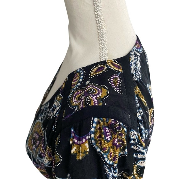 Ba&sh Vienne Black Floral Midi Dress Boho Wedding Guest US 6 - Picture 10 of 16